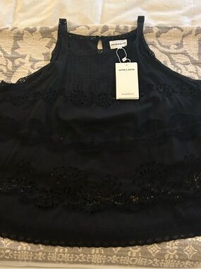 Antik Batik Black Lace-Trim Sleeveless Top